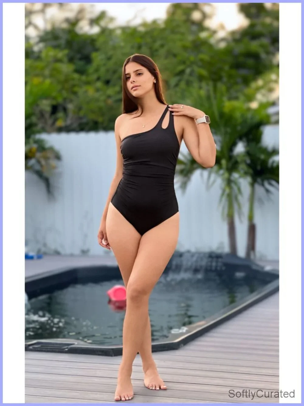 One Shoulder One Piece Swimsuit Tummy Control Full Coverage Keyhole Swimwear
